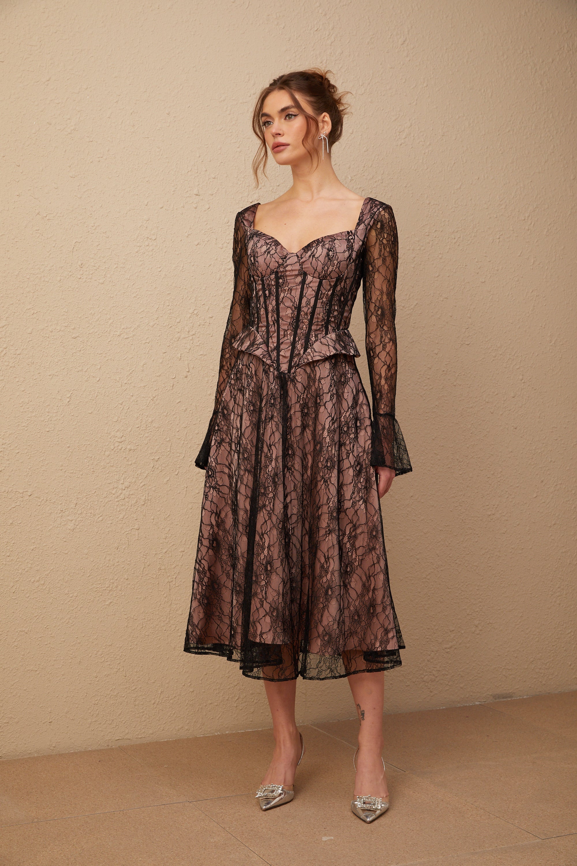 Lace Corset Midi Dress
