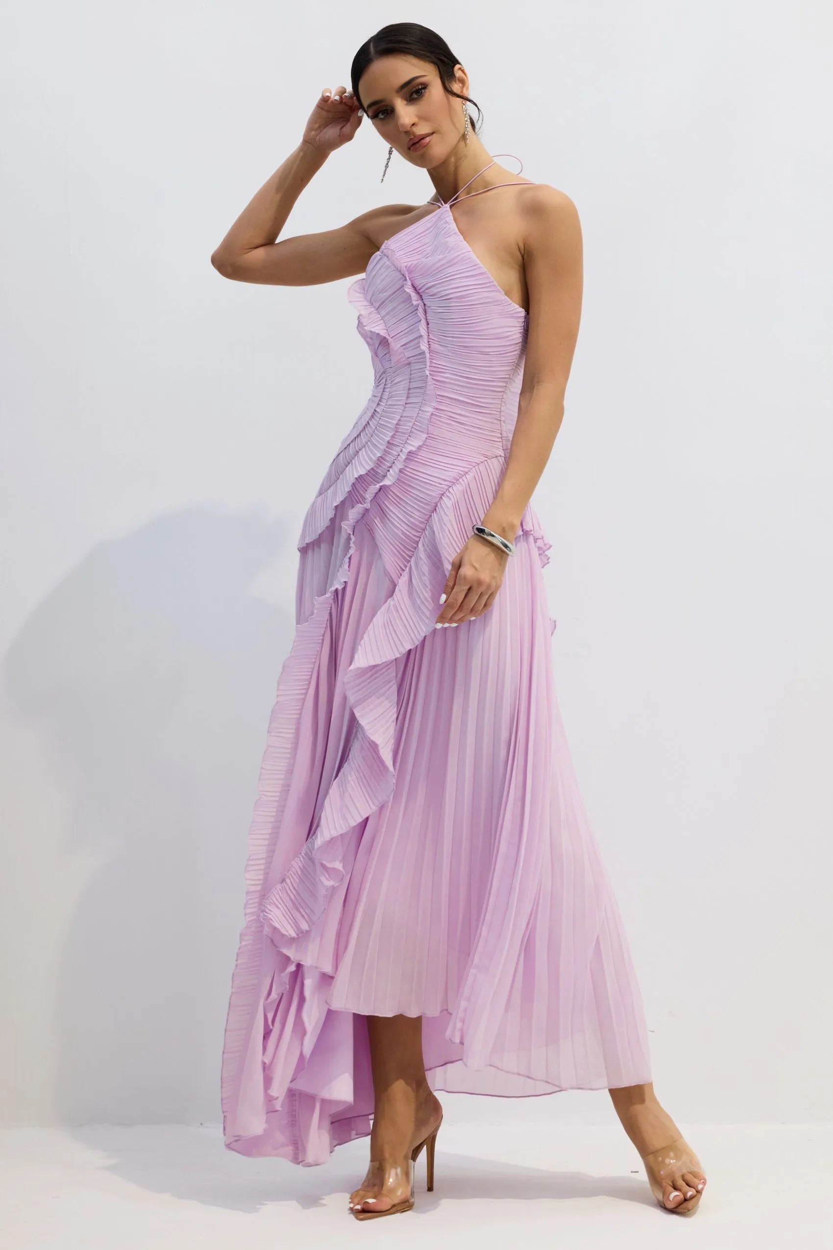 Nina | Pleated Halterneck Dress