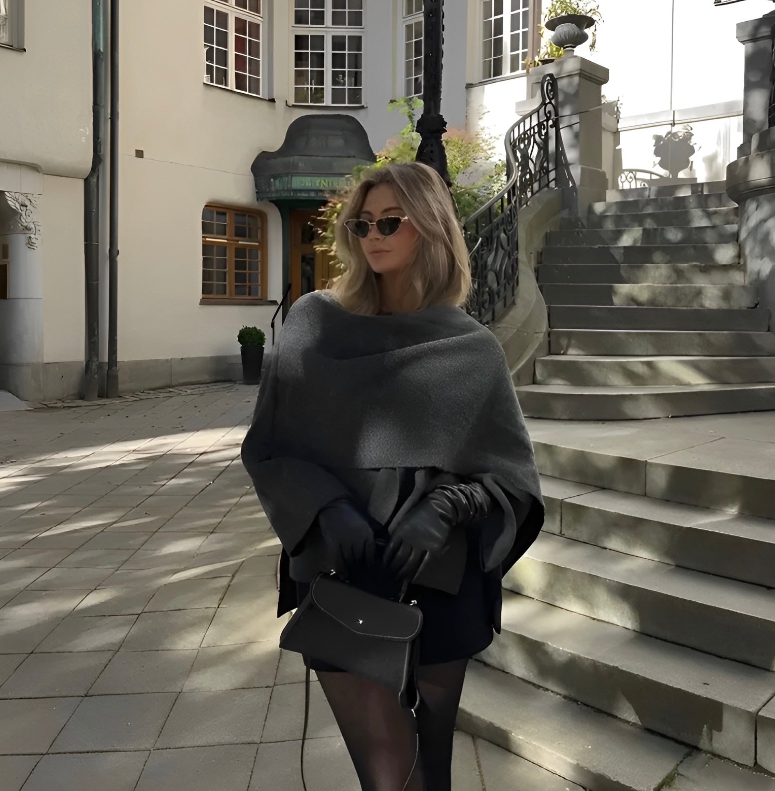 Oversized Cape Coat Beige