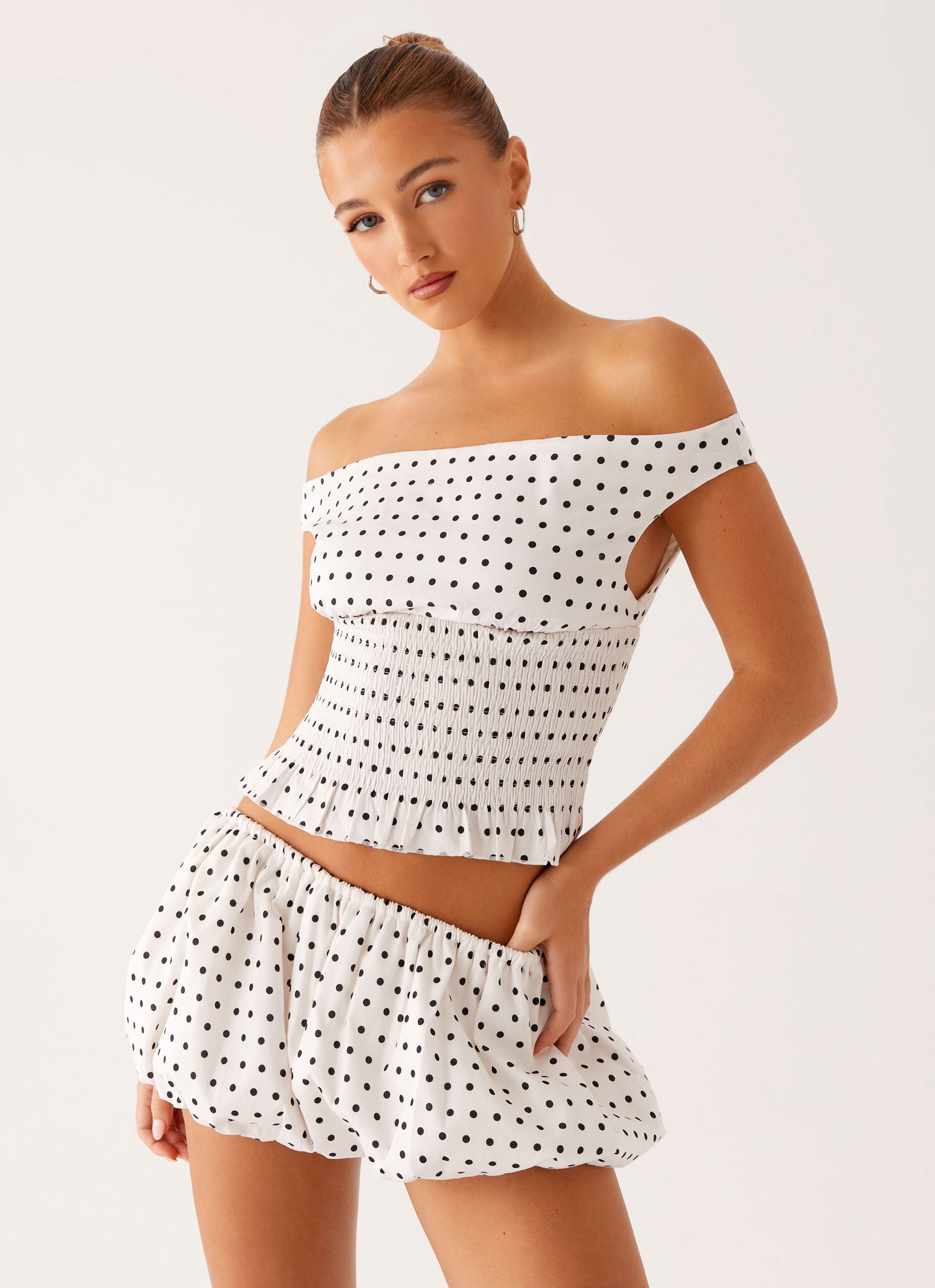 White Black Shoulder Top