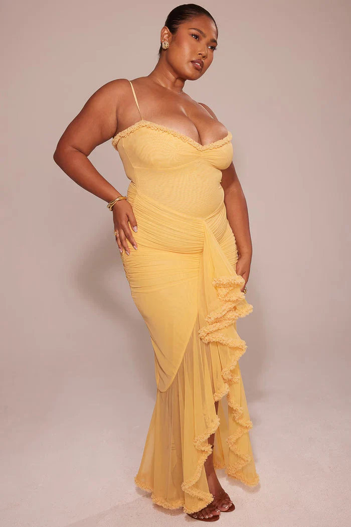 Elara | Ruched Mesh Maxi