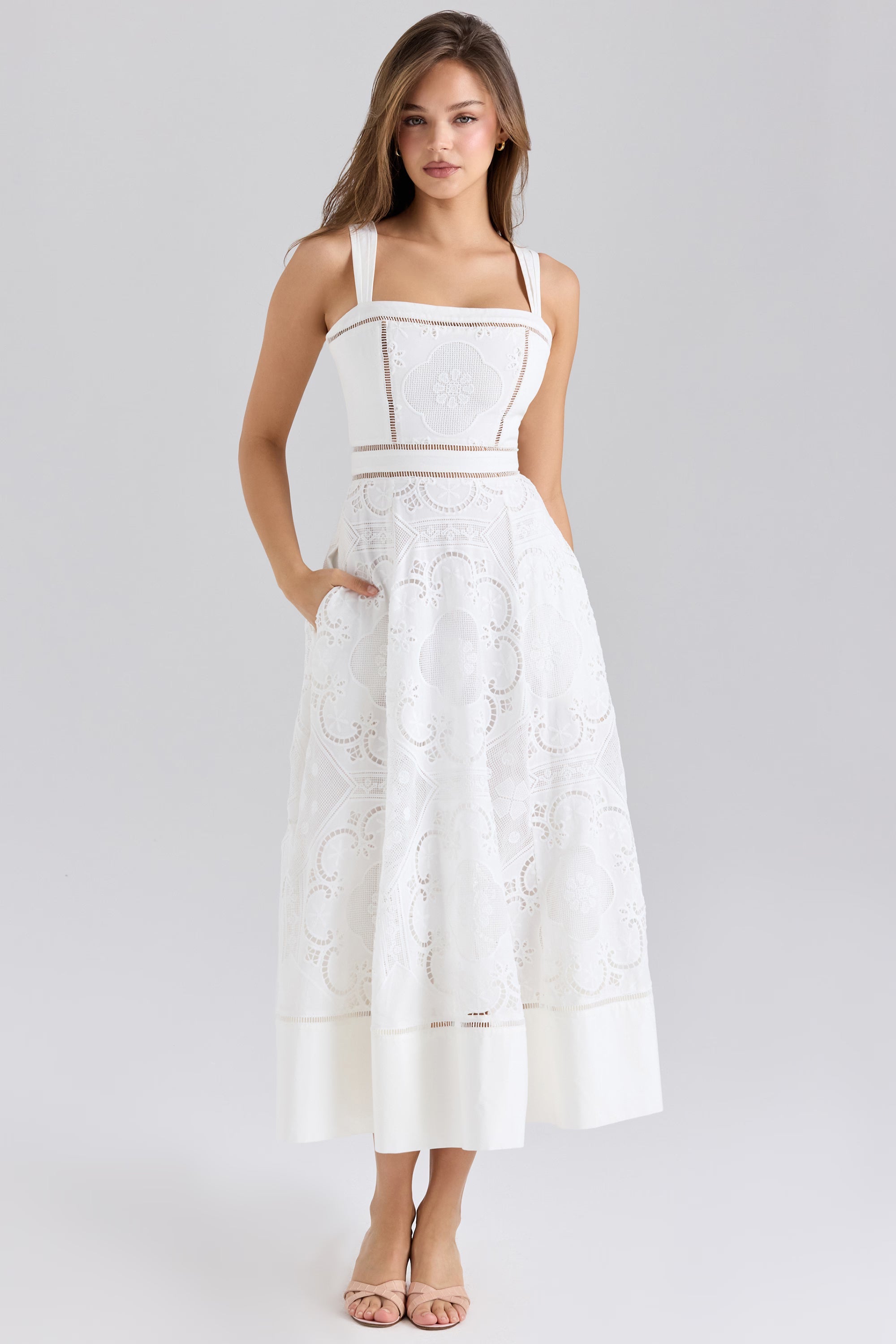 Ava | Broderie Midi Dress