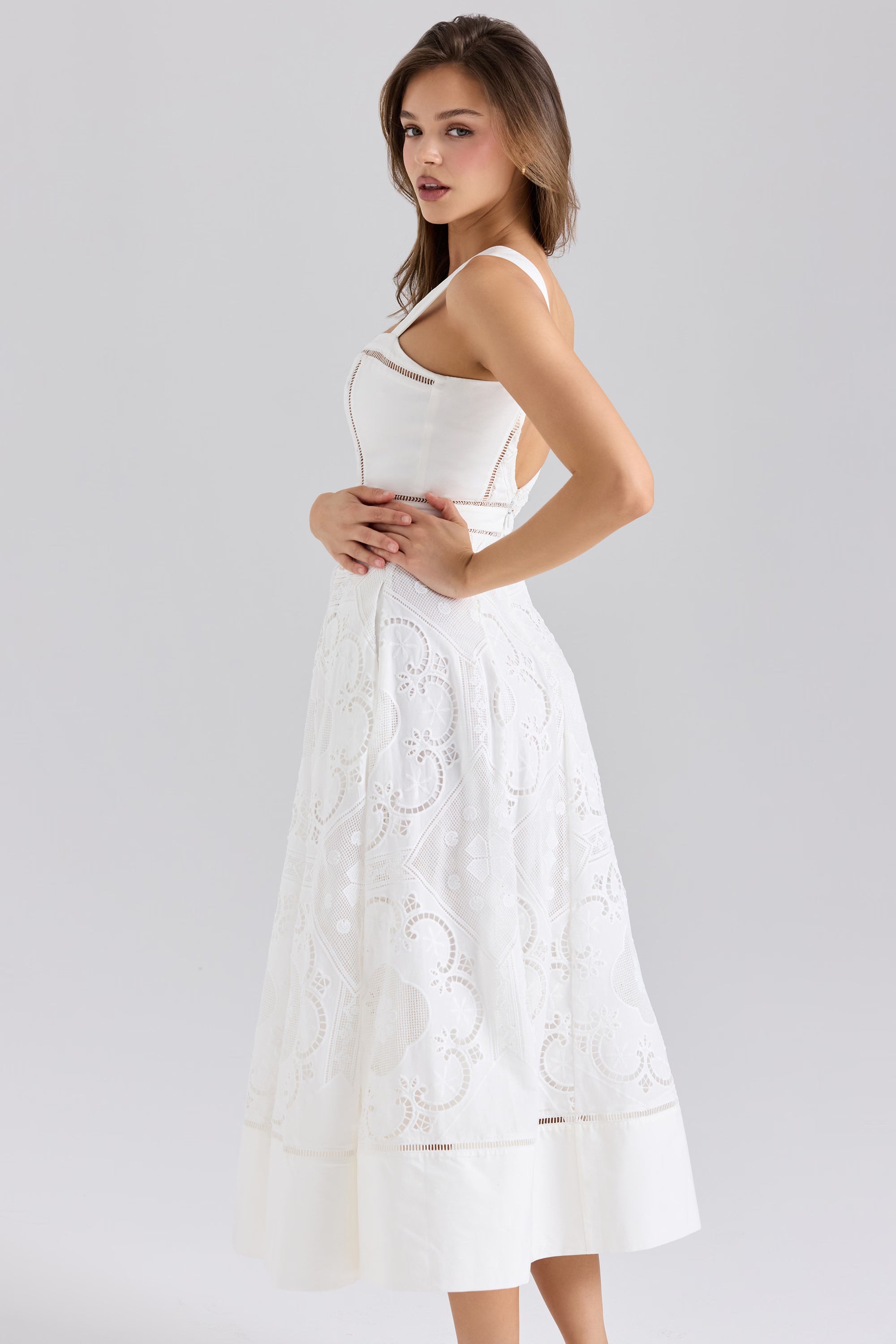 Ava | Broderie Midi Dress