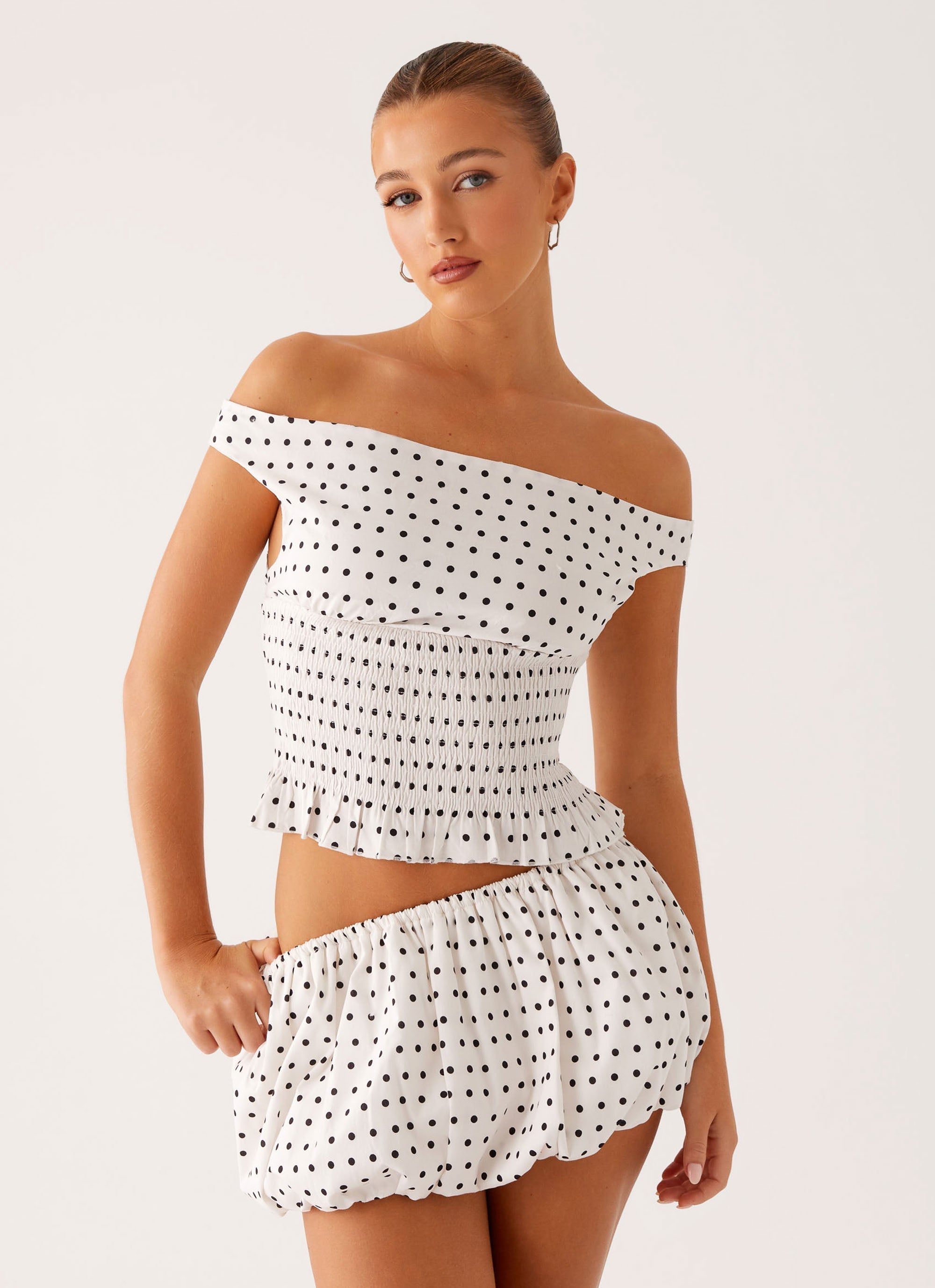 White Black Shoulder Top