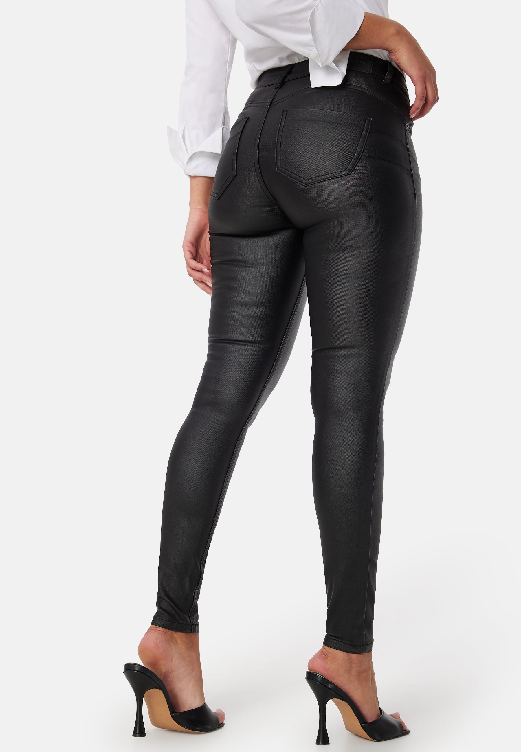 Mid Waist Coated Push-Up Jeans